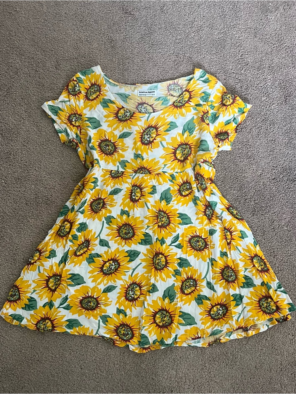 American Apparel Yellow Sunflower Print Dress